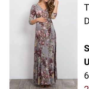 Floral floor length pinkblush maternity gown